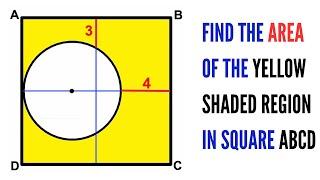 Can you find area of the Yellow shaded region? | (Square and Circle) | #math #maths | #geometry