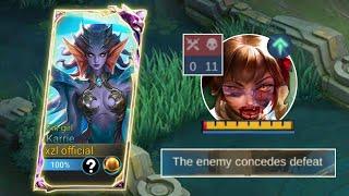 SORRY BUFFED WANWAN!! YOU CAN'T BEAT THIS KARRIE NEW META BUILD (Enemy Auto Surrender) MLBB)