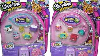 Shopkins Season 5 two 5 Packs Unboxing Review with Charm Bracelets