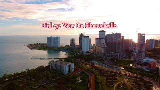 [4K] Bird eye view of Sihanoukville Cambodia development
