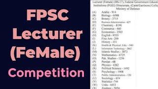 Competition for FPSC Lecturers Female | Number of Applicants for FPSC Lecturer Jobs