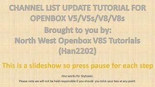 Channel List Update For Openbox V5/V8 and Skybox models