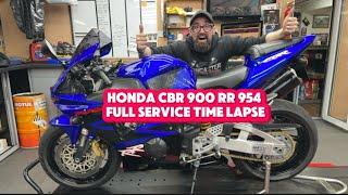 Honda CBR 900RR Fireblade 954 Full Service Start to Finish Time Lapse. With Relaxing Lo-Fi Music