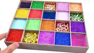 Satisfying Video l Mixing All My Rainbow Signature Slime l Make Glitter Cube & Sand Cutting ASMR #04