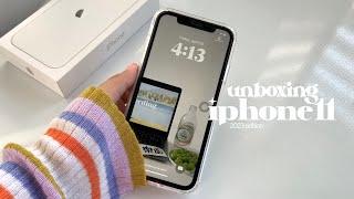 iphone 11 unboxing 2023 (white)  aesthetic unboxing + set up, accessories & camera test! .*