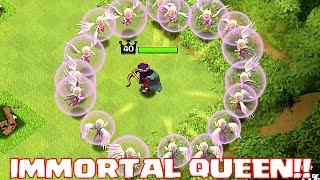 Clash Of Clans - IMMORTAL QUEEN TROLL (UNSTOPPABLE HERO ATTACK!!)