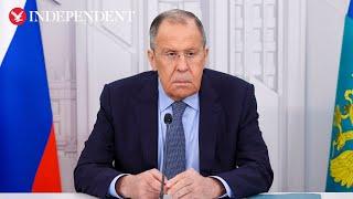 Russian foreign minister holds news conference as Moscow reports Ukrainian strikes