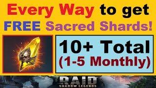 ~EVERY WAY~ to get *FREE* Sacred Shards (10+ Total, 1-5 Monthly) in RAID: Shadow Legends