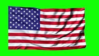 American Flag waving Stars and Stripes green screen [720P] 3D animation