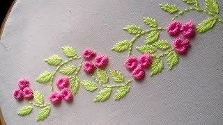 Hand Embroidery : brazilian stitch border design.