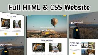 Create  A Responsive Tour & Travel Agency Website Design in HTML CSS  JAVASCRIPT | Step by step