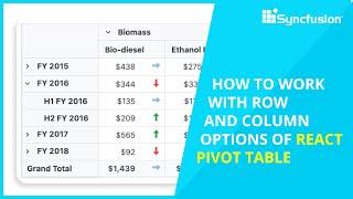 Row and Column options in React Pivot Table