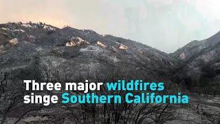 Three major wildfires singe Southern California