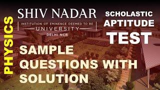 @shivnadaruniversity | SNUSAT | Physics Sample Questions with Solution | Thermodynamics | Motion