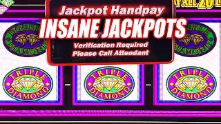 TRIPLE DOUBLE DIAMOND HIGH LIMIT SLOT MACHINE WITH FREE GAMES  JACKPOT HANDPAY