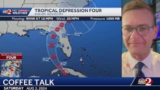 COFFEE TALK: Tropical Depression 4 is working toward the Gulf, and that means intensification. Le…