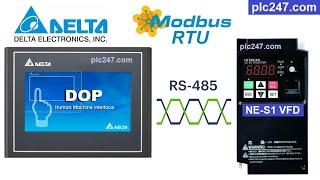 Delta DOP 107EV "Modbus RTU" Hitachi NE-S1 Tutorial