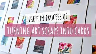 How To Make Mini Art Work Greeting Cards: The Fun Process Of Using Up Scraps Of Paintings & Swatches