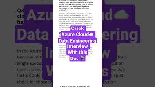 Azure Cloud ️ Data Engineering Interview Questions  #shorts #azurecloud