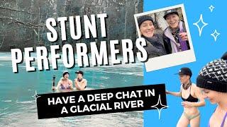 2 stunt performers 1 deep chat in a glacial river (IT'S COLD! ) #coldwater #stuntperformer