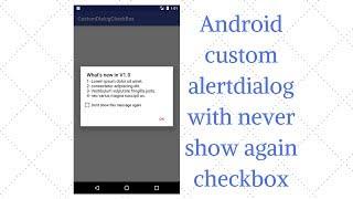 Android custom alertdialog with never show again checkbox (Demo)