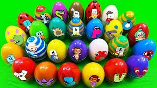 Rainbow Eggs: Looking Numberblocks, Alphablocks, Cocomelon With SLIME Dinosaur Eggs Coloring! ASMR