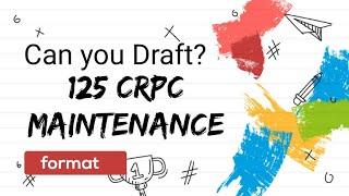 Can you Draft? || Application for Maintenance || Section- 125 Cr.P.C. 1973 || Anurag Roy- Legal