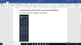 Samsung UN49NU8000 TV: Fix Broadcasting Option Not Available, Turn Off hospitality mode Samsung TV