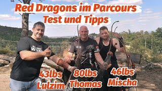 Erster Parcourstest 80lbs Red Dragon X + 43 + 46lbs. Lulzim, Mischa, Tom Bogensport Extrem Archery