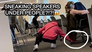 Hiding Speaker Under People in Library Prank!