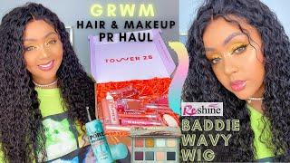 GRWM: NEW PR MAKEUP HAUL & WATER WAVE WIG FT RESHINE HAIR   • TOWER 28, LIME CRIME, BENEFIT, ETC.