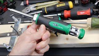 Million-tooth SK Ratcheting Screwdriver. A $20 tool, but little info about it. Low backdrag. &SnapOn