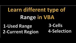 VBA Tutorial 10: Different types of ranges