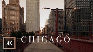 Walking Downtown Chicago, River Walk at Sunrise, Binaural City Sounds, ASMR