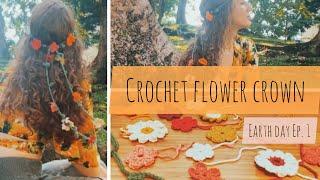 Crochet Flower Crown | DIY Flower Garland Tutorial | Earth Day Crochet Ep.1