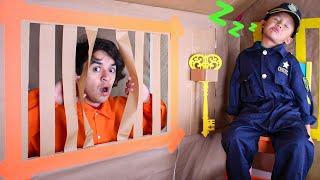 Kaden and Eric Hide and Seek Cardboard Jail Escape