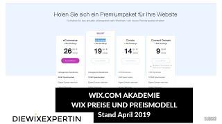 WIX.COM AKADEMIE | WIX Preise | Überblick über das Wix Preismodell und Aufbau | Stand April 2019