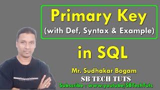 Primary Key in SQL | What is Primary Key in DBMS | Constraints in SQL | DBMS | Telugu