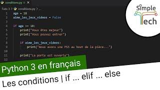 Apprendre Python 3 - 3. Les conditions | if ... elif ... else