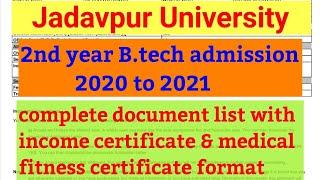 jelet 2020 | Jadavpur University | 2nd year B.tech admission | complete document list |