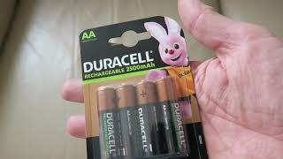 Duracell Rechargeable AA 2500 mAh Batteries Pack of 4 Unboxing