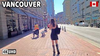  【4K】️ Downtown Vancouver BC, Canada. Amazing sunny day.  Relaxing Walk. June 2024.