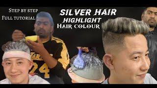 silver hair colour! caphighlight hair colour!Clint came from Darjeeling..kundan salon