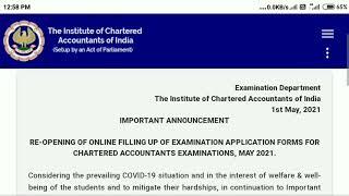 ICAI announcement may 2021 examination of CA inter/ final students