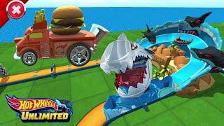 Hot Wheels Unlimited - Orange Buns of Steel Race in The Robo Shark Frenzy Track