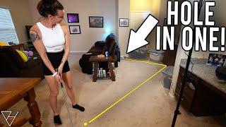 Epic Mini Golf Hole In One At Our Homemade Mini Golf Course!