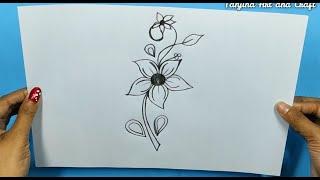 Flower design drawing with pencil/how to draw flower designs/flower designs drawing