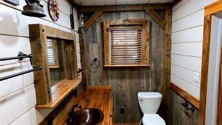 Rustic bathroom build with accent posts !