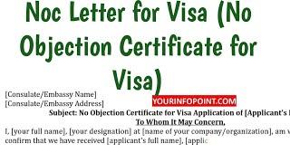 Noc Letter for Visa - No Objection Certificate for Visa