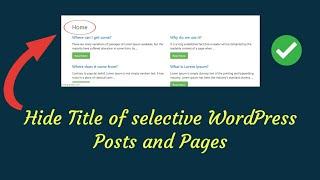 How to Hide Title of Selective Posts and Pages in WordPress